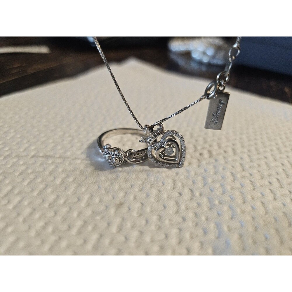 Heart Necklace And Ring Set Macy's Disney Princess Jewelry Set Diamond Silver
